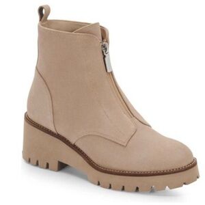 Blondo Drew Sand Tan Suede Lug Sole Waterproof Zipper Ankle Boots 8.5 neutral